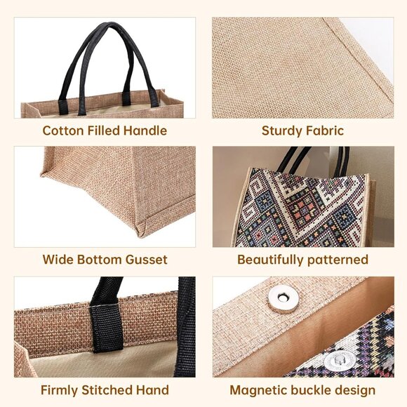 Women Yellow02 14''x12'' Large Tote Bag with Laminated Interior and Soft Handles - Picture 5 of 6